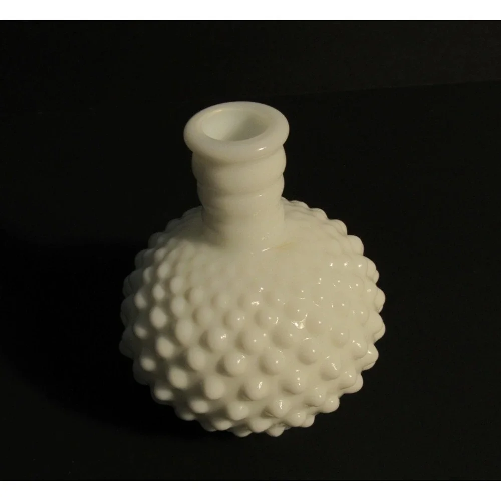 Vintage Fuller Brush Co White Milk Glass Hobnail Bottle Bud Vase 5 Inch USA